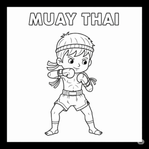Muay Thai elbow strike coloring page for kids 儿童泰拳肘击动作填色图