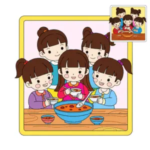 孩子吃腊八粥 | Children eating Laba porridge