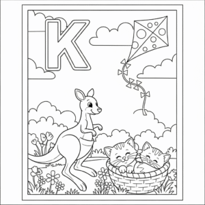 字母K大写填色图，适合儿童学习ABC上色练习