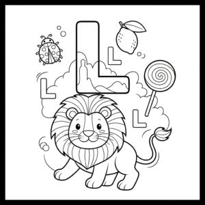 字母L大写填色图，适合儿童学习ABC上色练习