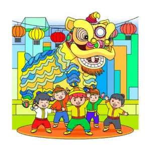 🐲 舞狮舞龙填色图 | Lion & Dragon Dance Coloring Pages
