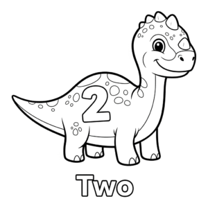 Maiasaura dinosaur and number 2 coloring page