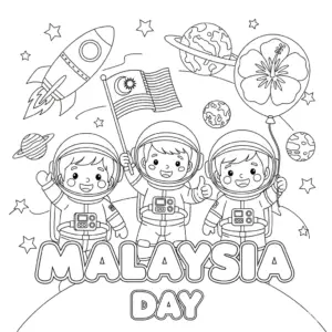 A Malaysian astronaut in space holding the Jalur Gemilang | 太空中的马来西亚太空人手持国旗