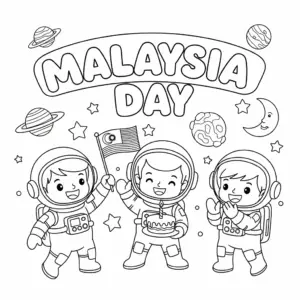 A Malaysian astronaut in space holding the Jalur Gemilang | 太空中的马来西亚太空人手持国旗