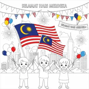 🇲🇾 国庆日节庆填色图 | National Day Celebration Coloring Pages