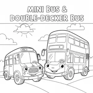 Mini bus and double-decker bus driving on city road