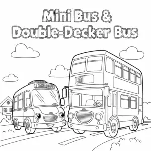 Mini bus and double-decker bus driving on city road