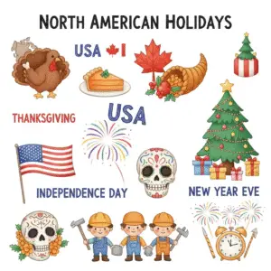 🎉 北美洲节庆填色图 | North America Holiday Coloring Pages