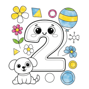 Printable number 2 coloring page for kids