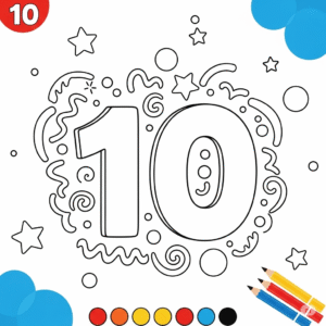 Printable number 10 coloring page for kids