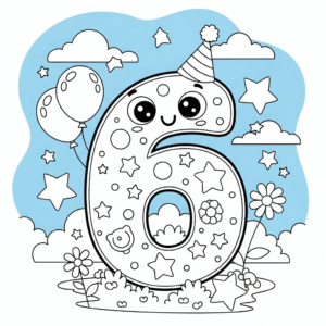 Printable number 6 coloring page for kids