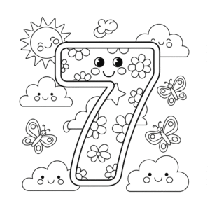 Printable number 7 coloring page for kids