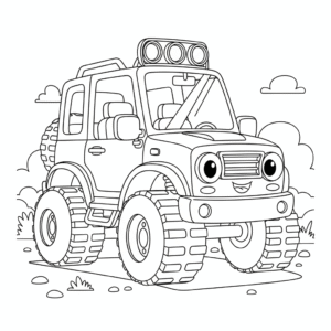 越野车填色图 Off Road Car coloring sheet