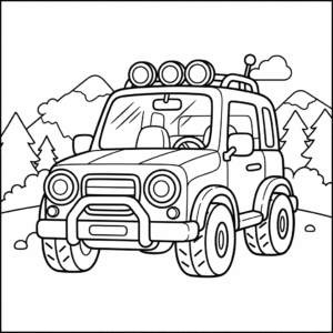 越野车填色图 Off Road Car coloring sheet