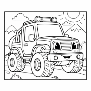 越野车填色图 Off Road Car coloring sheet