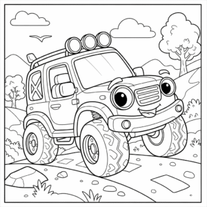 越野车填色图 Off Road Car coloring sheet