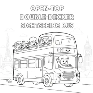 Open-top double-decker bus with tourists