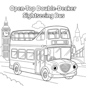 Open-top double-decker bus with tourists