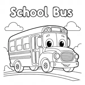 Yellow school bus carrying happy children