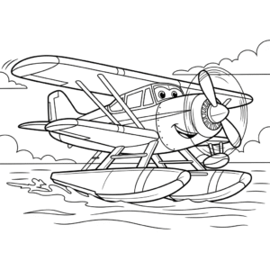 水上飞机图可打印 Printable seaplane coloring for kids