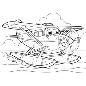 水上飞机图可打印 Printable seaplane coloring for kids