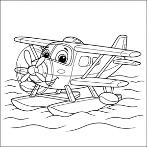 水上飞机图可打印 Printable seaplane coloring for kids