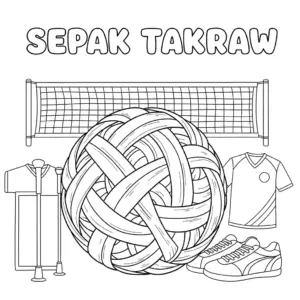 Sepaktakraw ball, sports shoes, and net equipment藤球运动装备