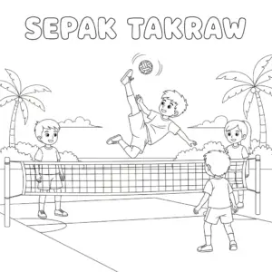 Sepaktakraw match scene with two teams playing on court藤球双方比赛场景