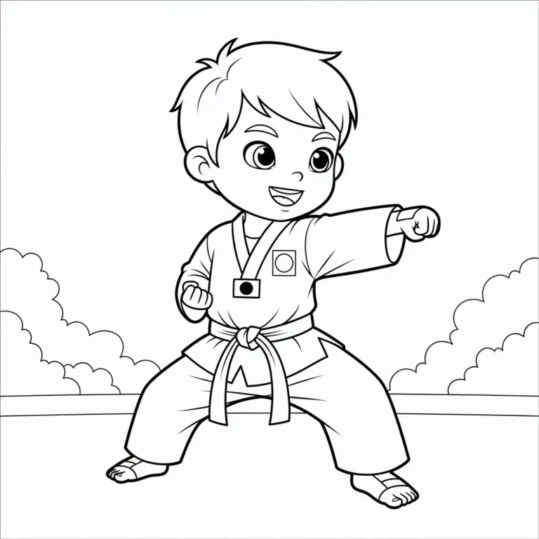跆拳道免费填色图 Free Taekwondo Coloring Pages - FreeKidColoring.com 儿童填色图免费下载