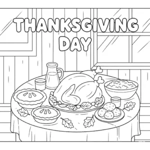 感恩节餐桌装饰与美食 | Thanksgiving dinner table with festive decorations and food