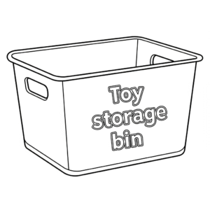A simple toy box with toys outside | 简单的玩具收纳箱