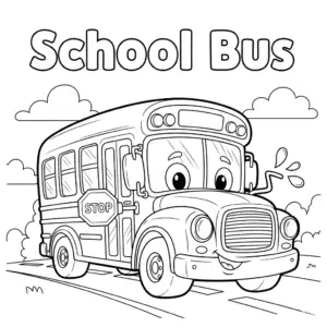 Yellow school bus carrying happy children