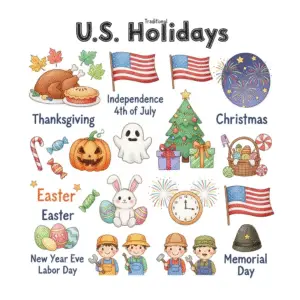 🇺🇸 美国节日填色图 | United States Holiday Coloring Pages