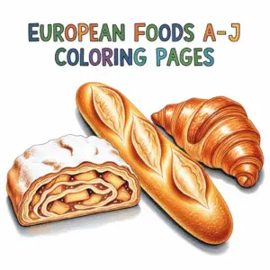 European Foods A–J Coloring Pages