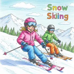 滑雪填色页 | Skiing Coloring Pages