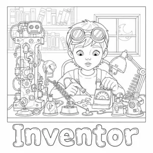 Letter I inventor coloring page for kids