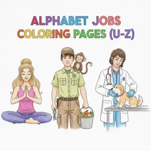Alphabet Jobs Coloring Pages (U–Z)