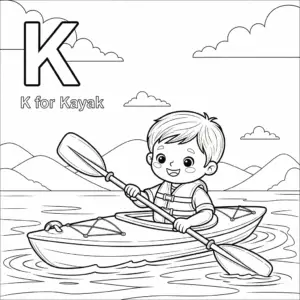 Kayak coloring page for kids | 儿童皮划艇填色图
