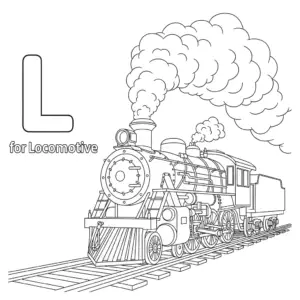 Steam locomotive coloring page for children | 儿童蒸汽机车涂色图