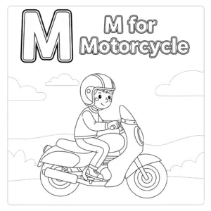 Motorcycle coloring page for young learners | 儿童摩托车涂色图
