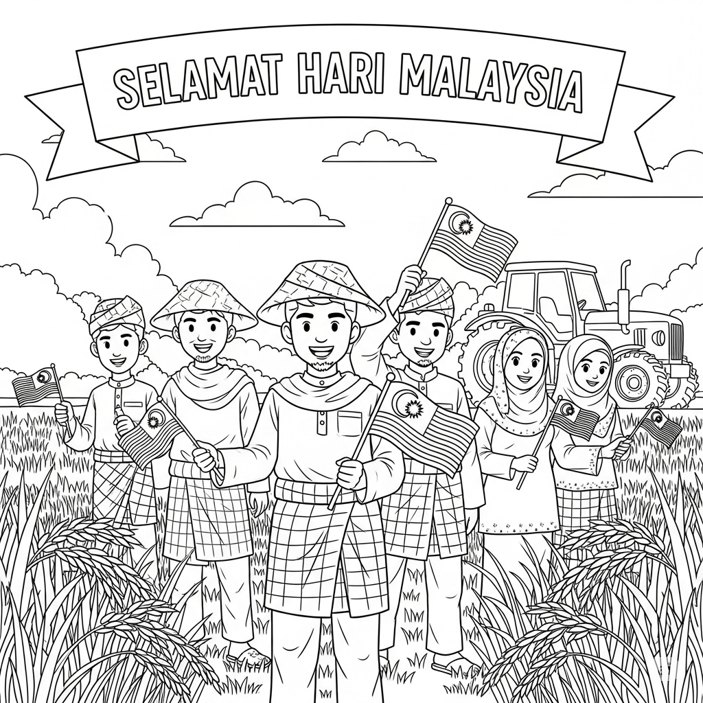 Farmers holding flags in paddy fields — 农民在稻田中举旗