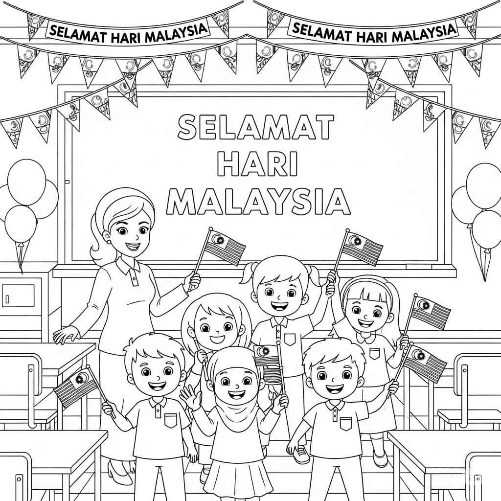 Chalkboard Selamat Hari Malaysia close-up — 黑板特写Selamat Hari Malaysia