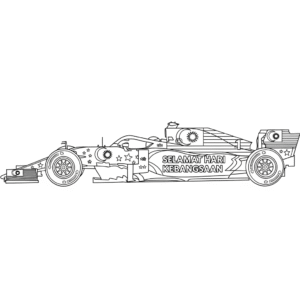 🇲🇾 国庆日主题大红花涂装F1赛车儿童填色图 🇬🇧 Merdeka-themed hibiscus-decorated F1 race car coloring page for kids
