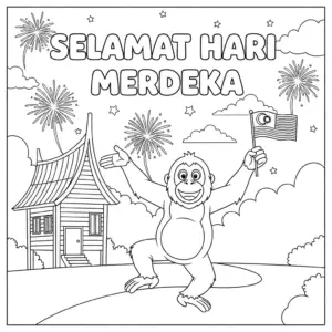红毛猩猩欢乐舞动马来西亚国旗 / Orangutan joyfully dancing with the Malaysian flag