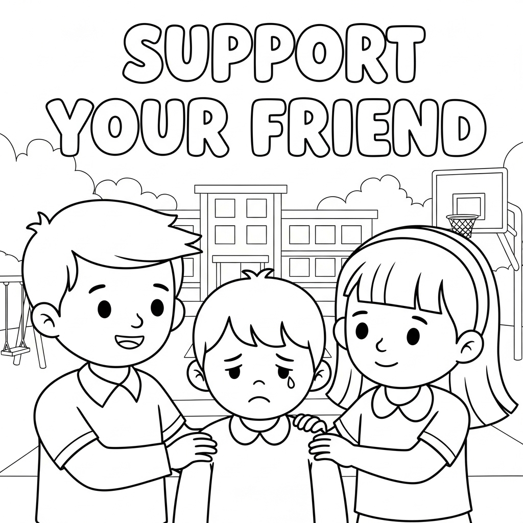 Support Your Friend Coloring Page | 支持你的朋友填色页