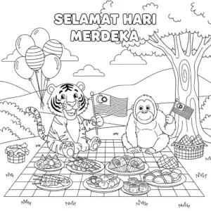 马来虎与红毛猩猩一起国庆野餐 / Malayan tiger and orangutan having a Merdeka picnic