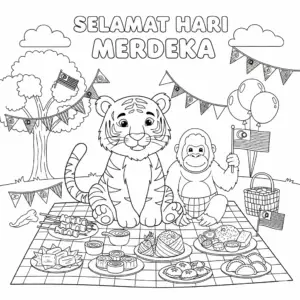马来虎与红毛猩猩一起国庆野餐 / Malayan tiger and orangutan having a Merdeka picnic