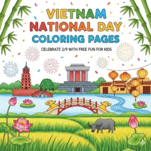 Vietnam National Day Coloring Pages 越南国庆填色页